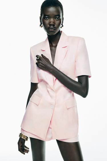 BLAZER JUSTA DE MANGA CURTA COM LINHO - Rosa da Zara