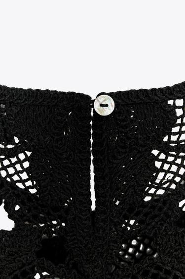 TOP CROCHET FLEUR - Noir de Zara - Image 6