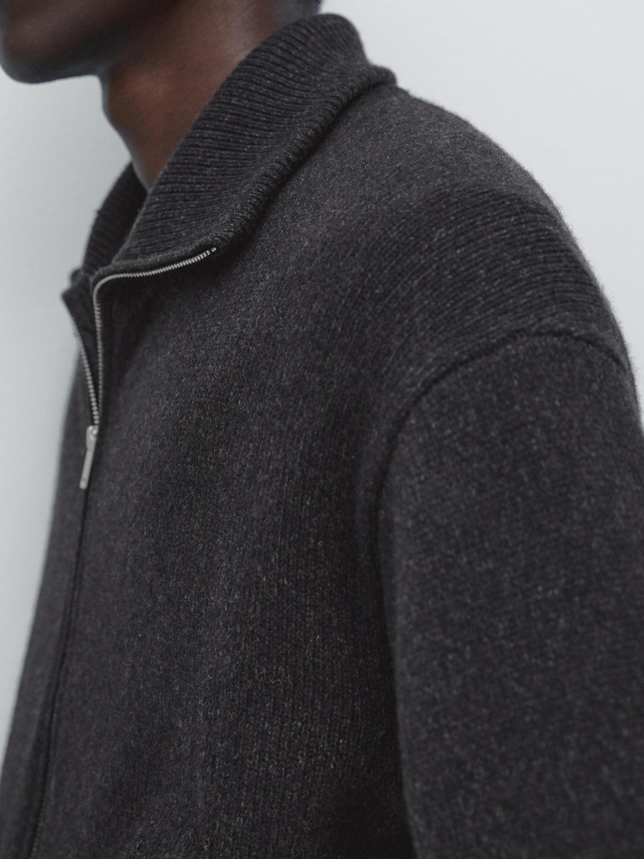 Cardigan à col montant en laine mélangée