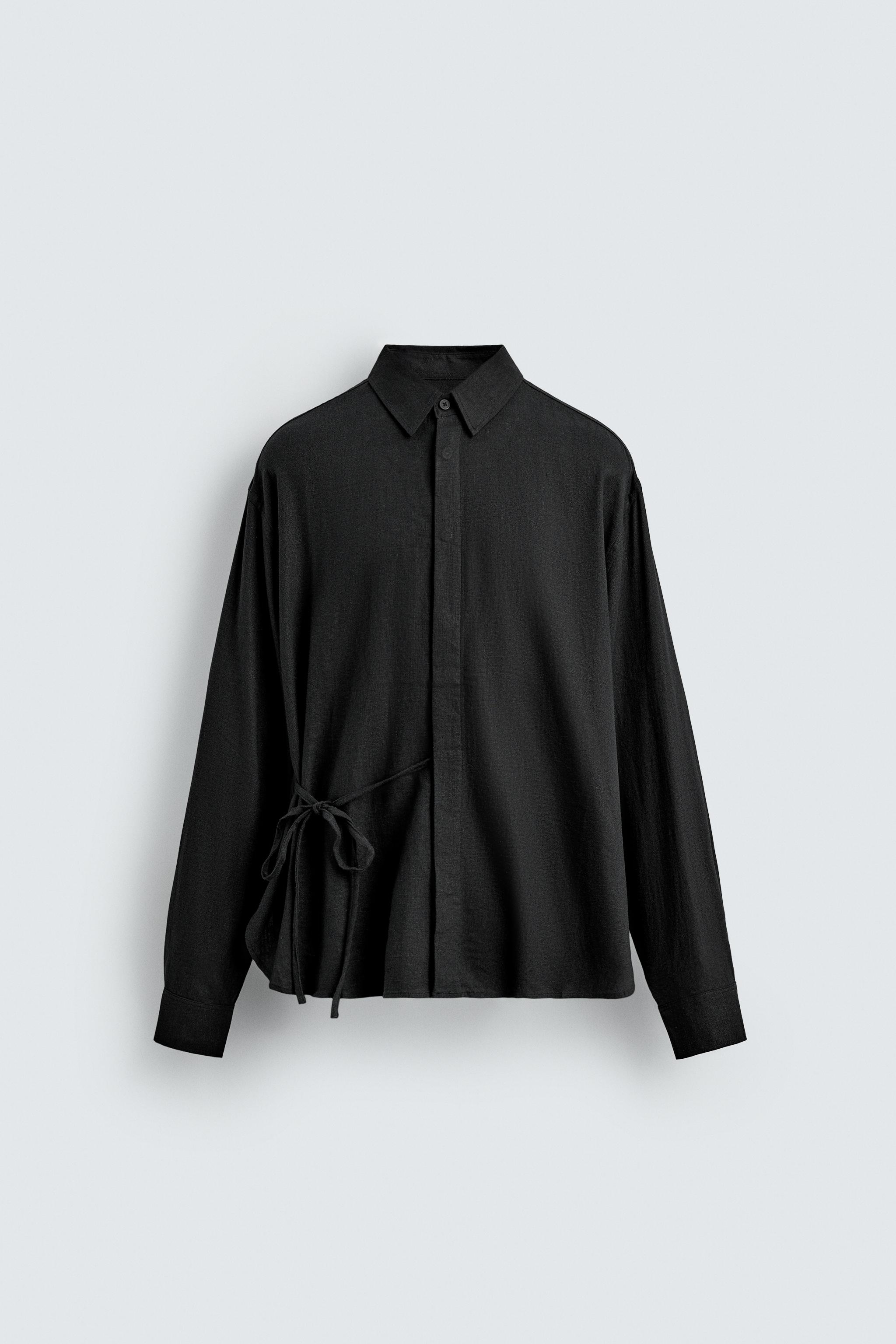 LINEN - VISCOSE TIE SHIRT - Sand | ZARA Canada