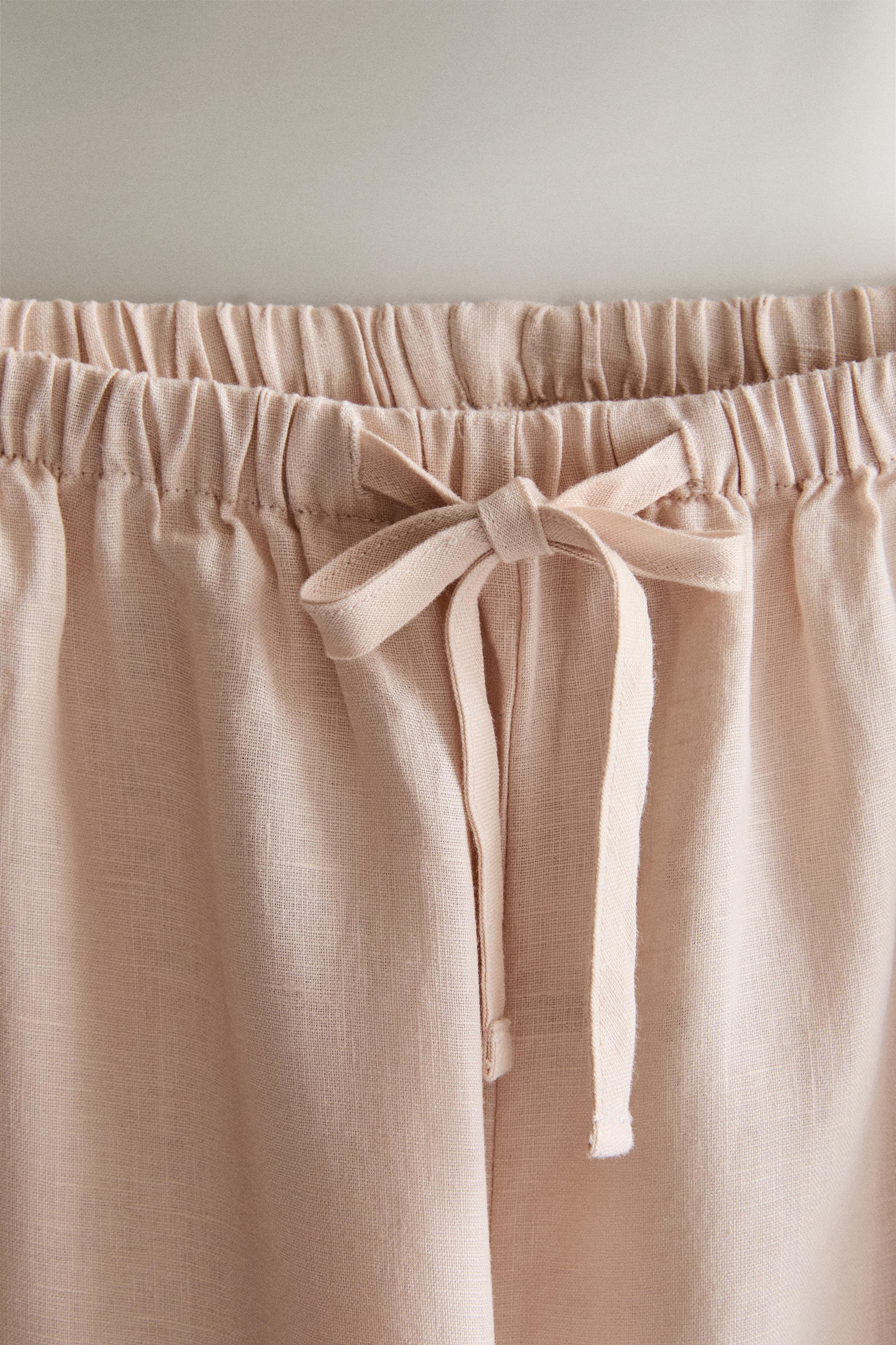 LONG LINEN TROUSERS — Pink