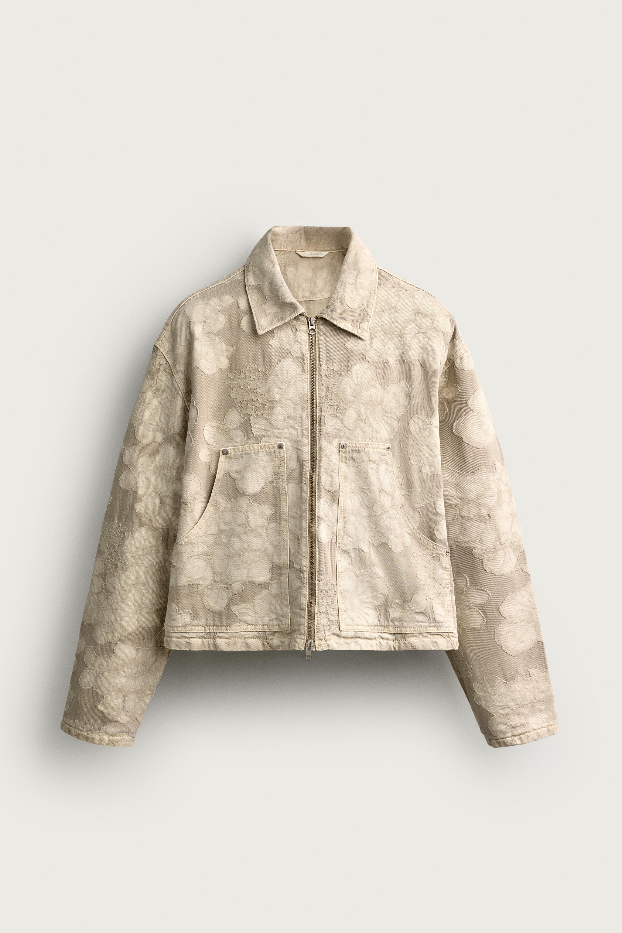 FLORAL JACQUARD CROPPED FIT JACKET