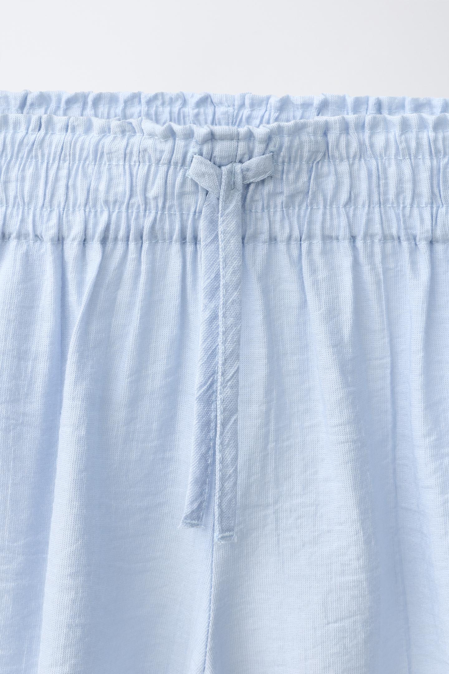Детские брюки Zara Wrinkle Look Wide Leg, цвет: Пастельный синий — фото 3