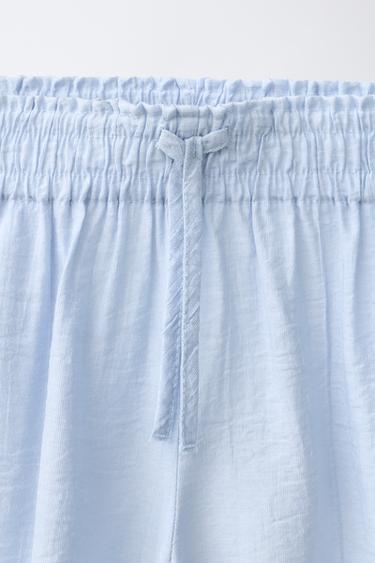 WIDE-LEG TROUSERS WITH WRINKLED EFFECT - Pastel blue by Zara - Image 2