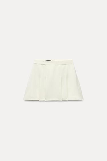 Zara PLEATED SHORTS - Ecru