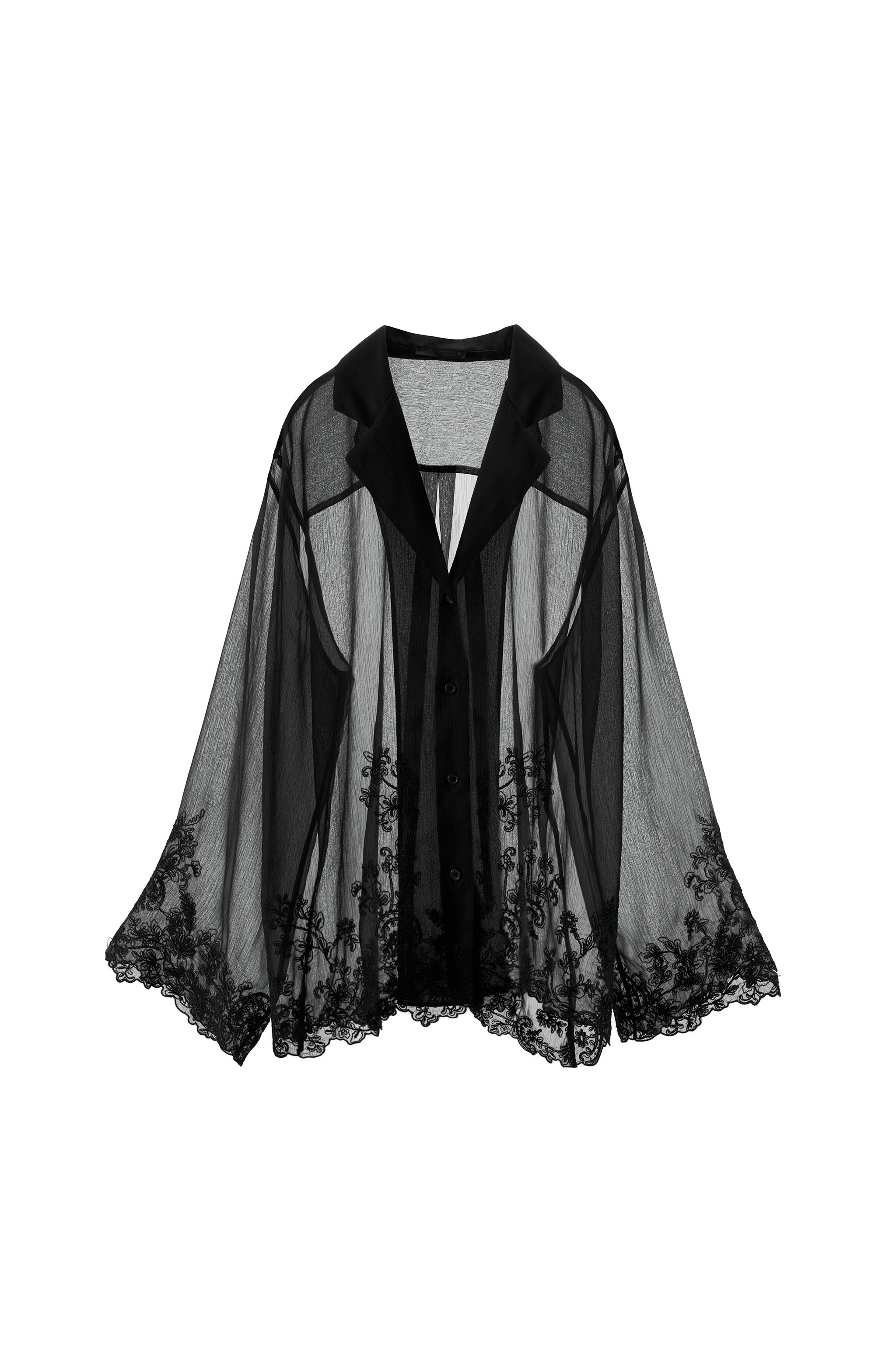 BLUSA SEMITRANSPARENTE BORDADOS