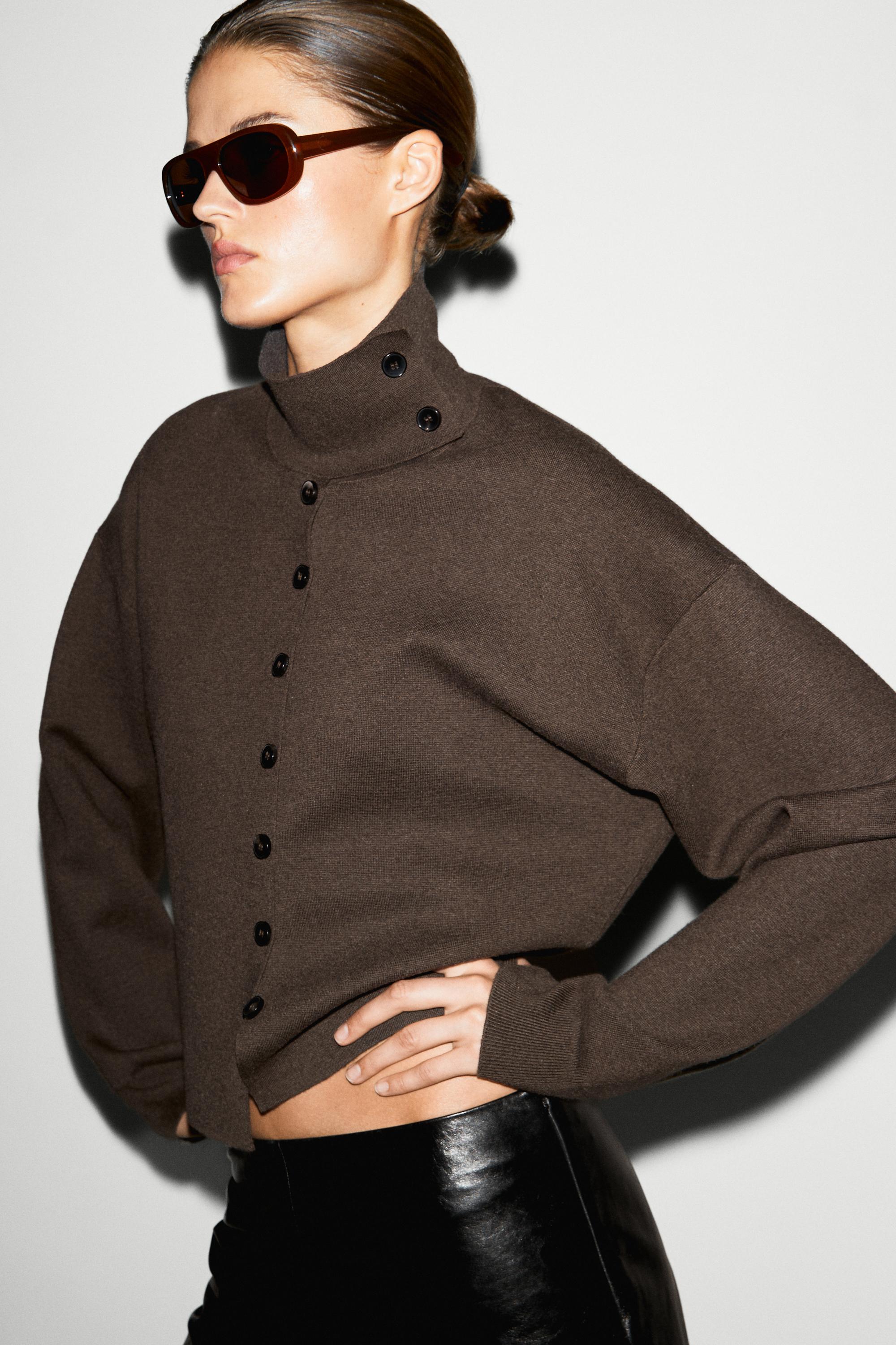 Cardigan en maille à col travaillé