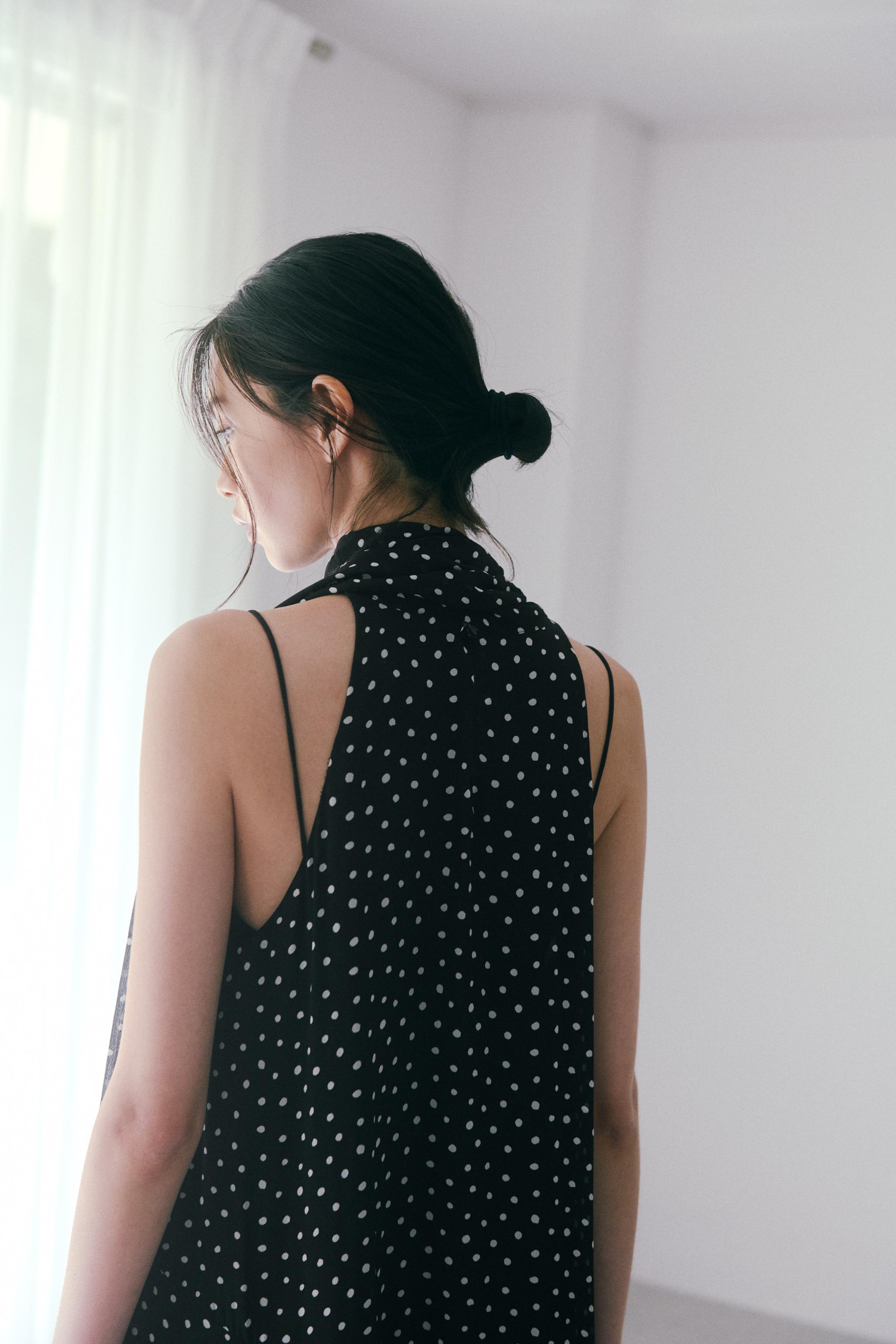 ZW COLLECTION ホルターネックドット柄ワンピース ZW COLLECTION ホルターネック ドット柄ワンピース - ブラック