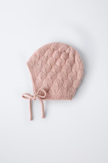 BONNET EN MAILLE À TORSADES - Rose clair de Zara - Image 2