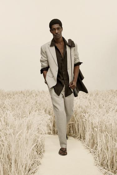 100% LINEN SUIT BLAZER - Light beige by Zara