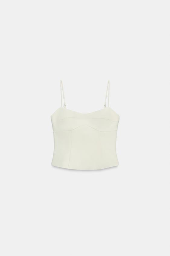 TOP DE ALÇAS FINAS - Branco-marfim da Zara - Imagem 0
