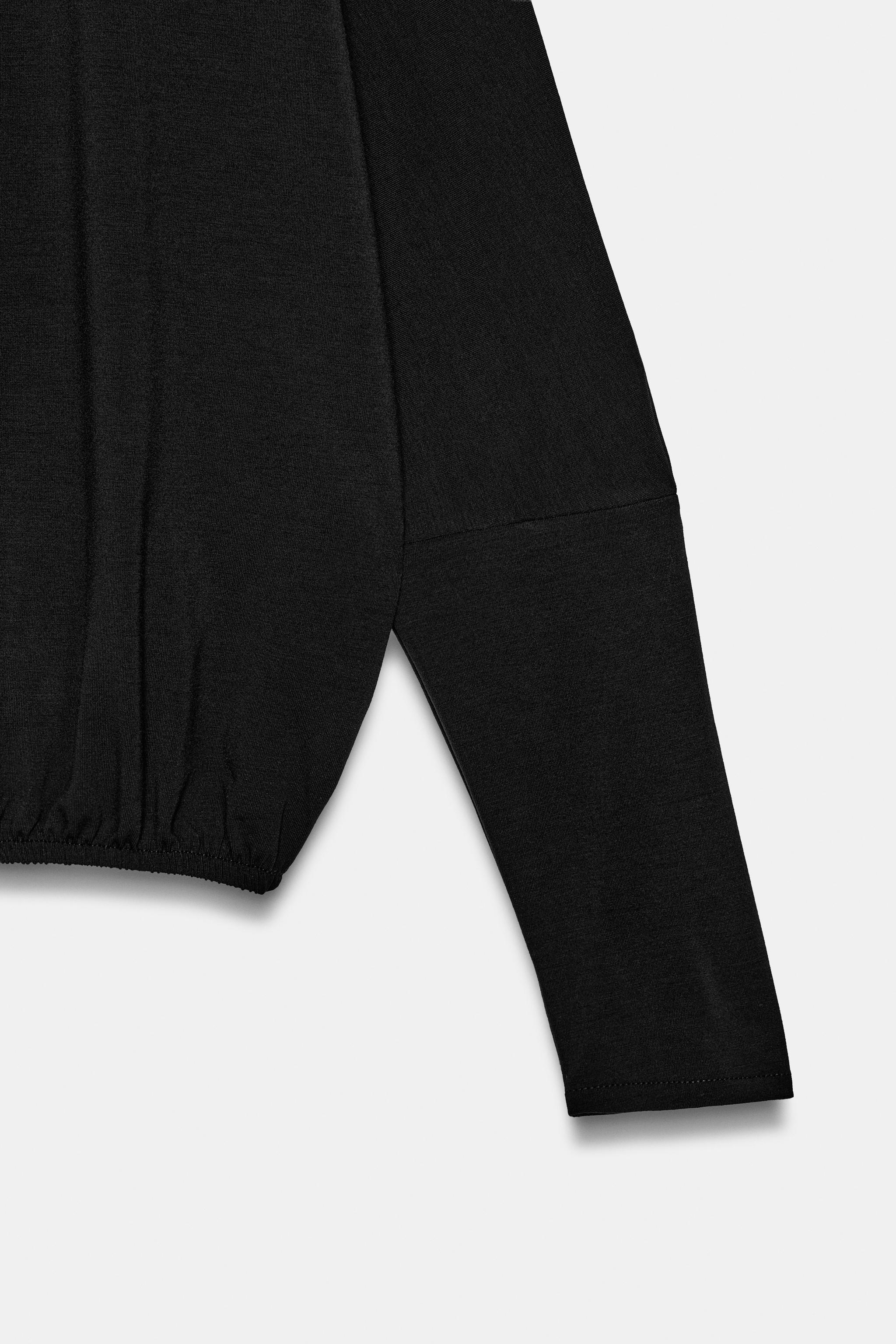 Zara LASTİK DETAYLI T-SHIRT görsel 6
