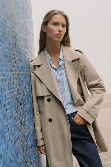 TRENCH SEMILONGO COM CINTO - castanho da Zara - Imagem 0