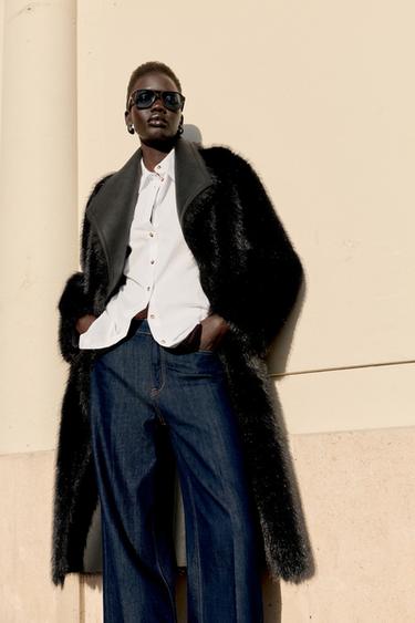 REVERSIBLE DOUBLE-FACED FAUX FUR COAT - Black by Zara
