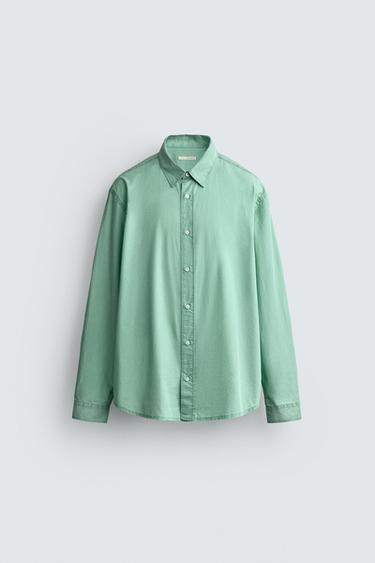 WASHED REGULAR FIT SHIRT - washed green by Zara