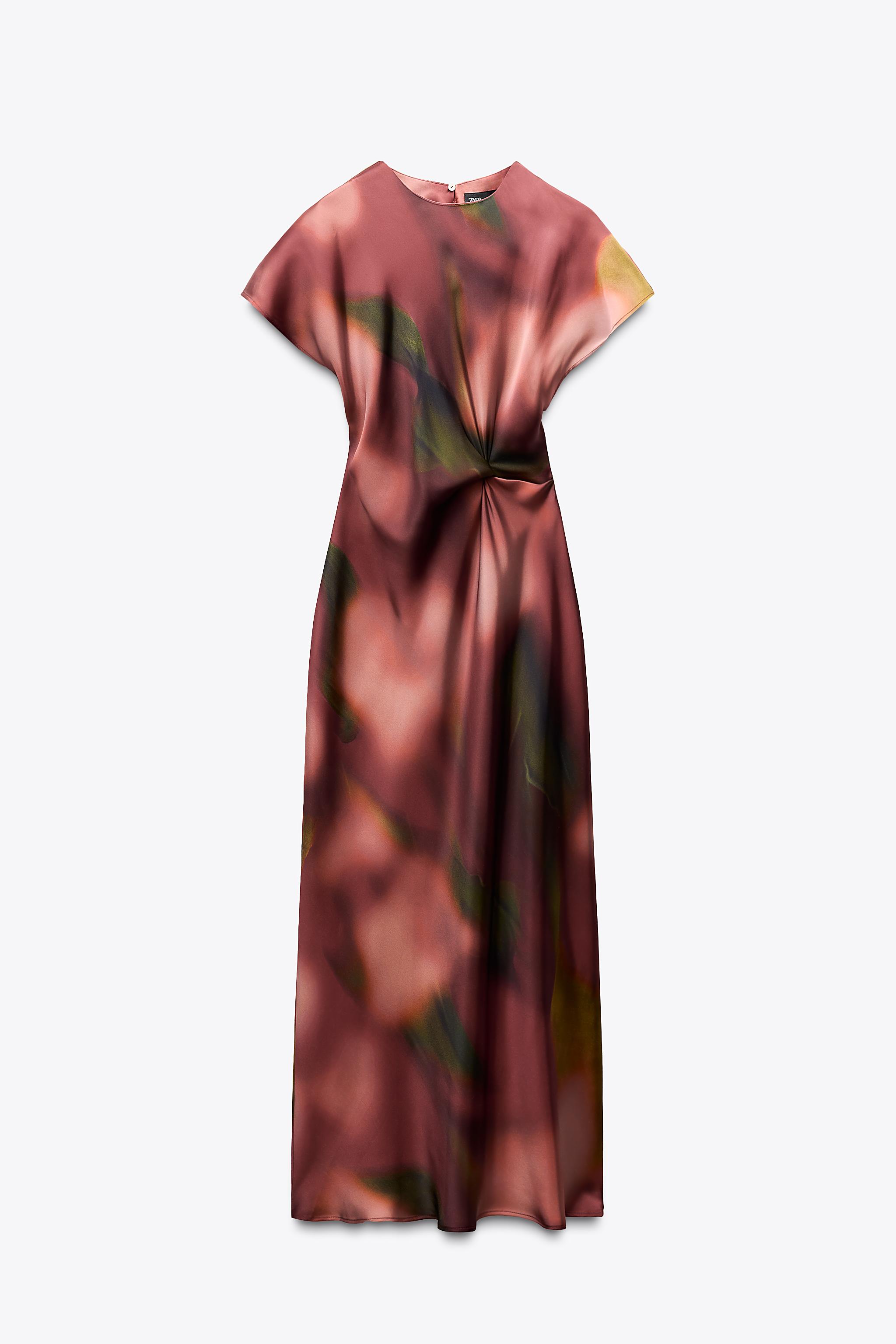 PRINTED SATIN EFFECT MIDI DRESS - Multicolored | ZARA United