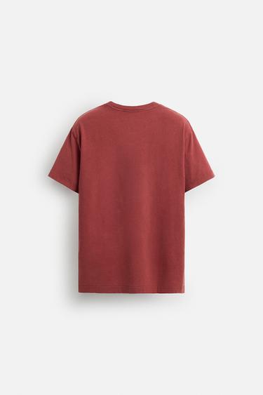 T-SHIRT DÉLAVÉ RELIEF - Rouge de Zara - Image 7