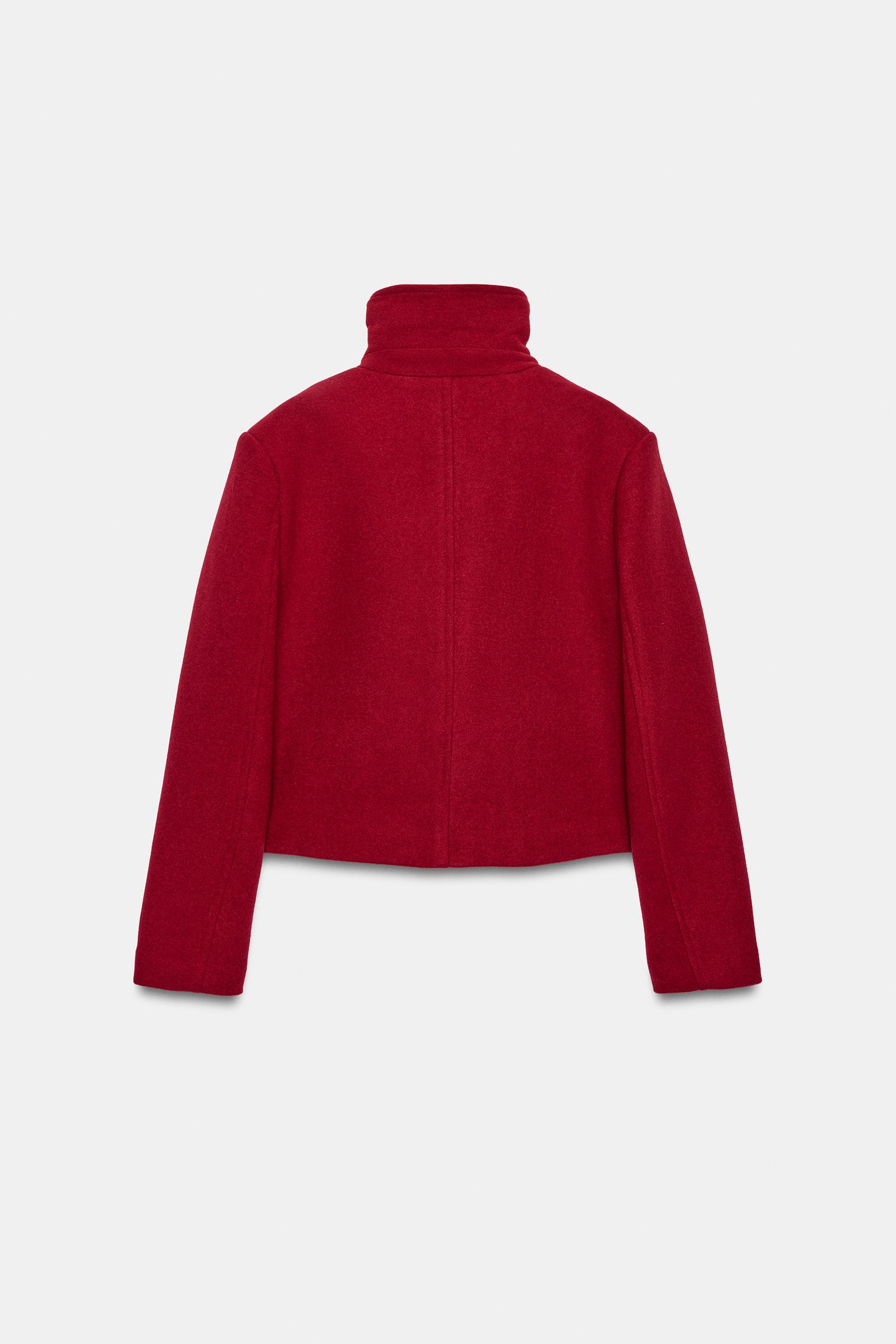 Женская куртка Zara Double-Breasted Stand-Up Collar, цвет: Красный — фото 6
