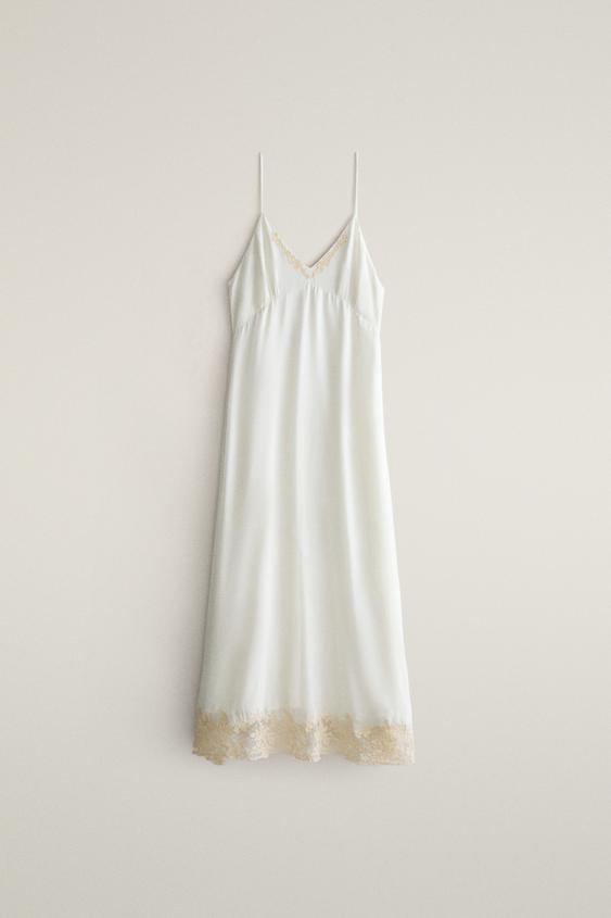 EMBROIDERED NIGHTDRESS - أخضر مموه الخاص بـ Zara - صورة 0
