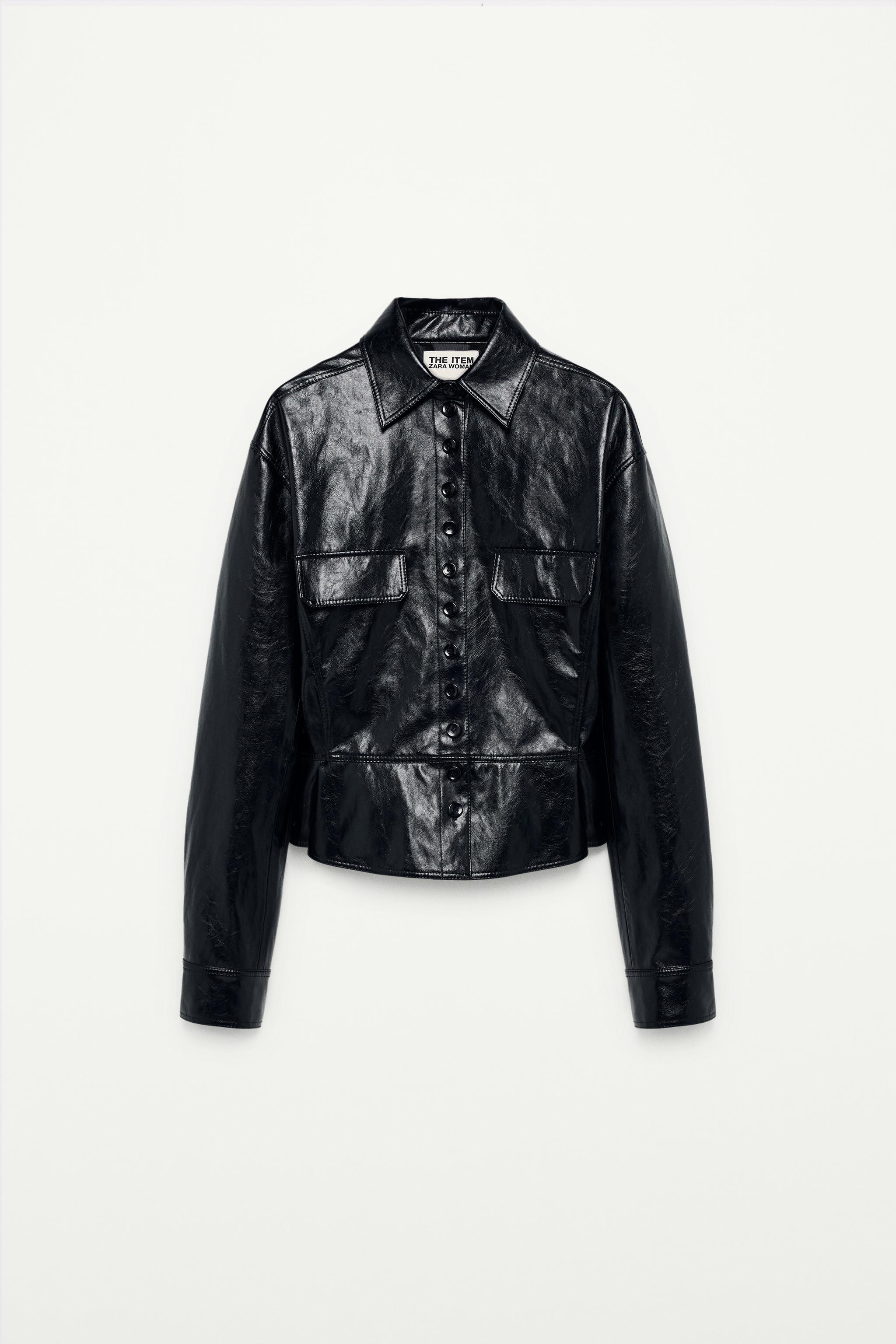 フェイクレザーペプラムジャケット - THE ITEM ZARA WOMAN - ブラック