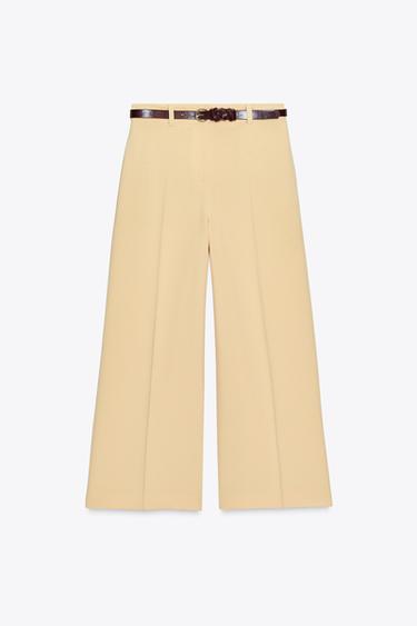 PANTALÓN CULOTTE CINTURÓN - Amarillo de Zara