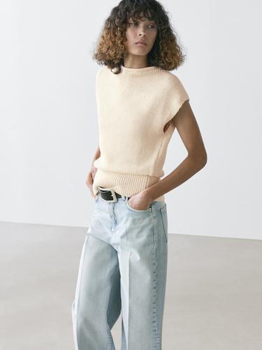 Chaleco punto mezcla algodón - Crudo de Zara