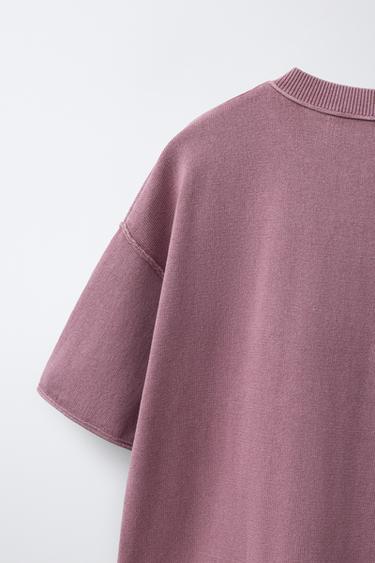 FADED-EFFECT KNIT T-SHIRT - Pale pink by Zara - Image 3