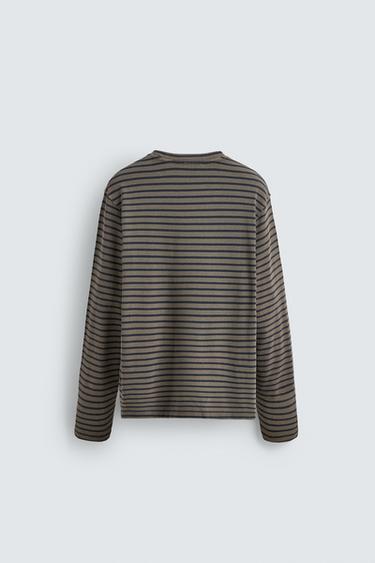 WASHED STRIPED T-SHIRT - Green / Blue by Zara - Image 6