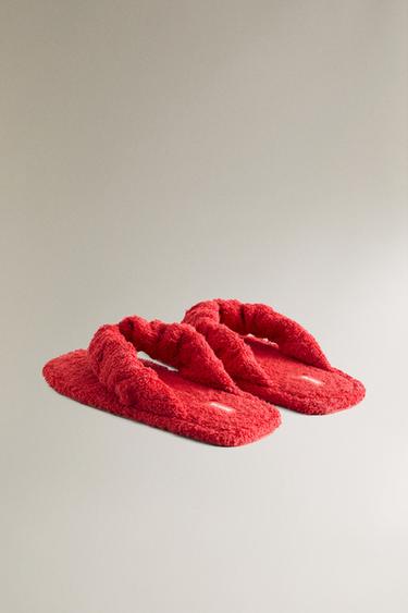 FLAT TERRY SANDALS - Red by Zara - Image 3