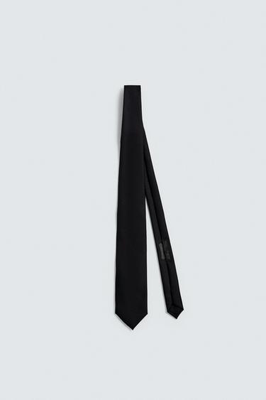 TEXTURED 100% WOOL TIE - Black by Zara - Image 2