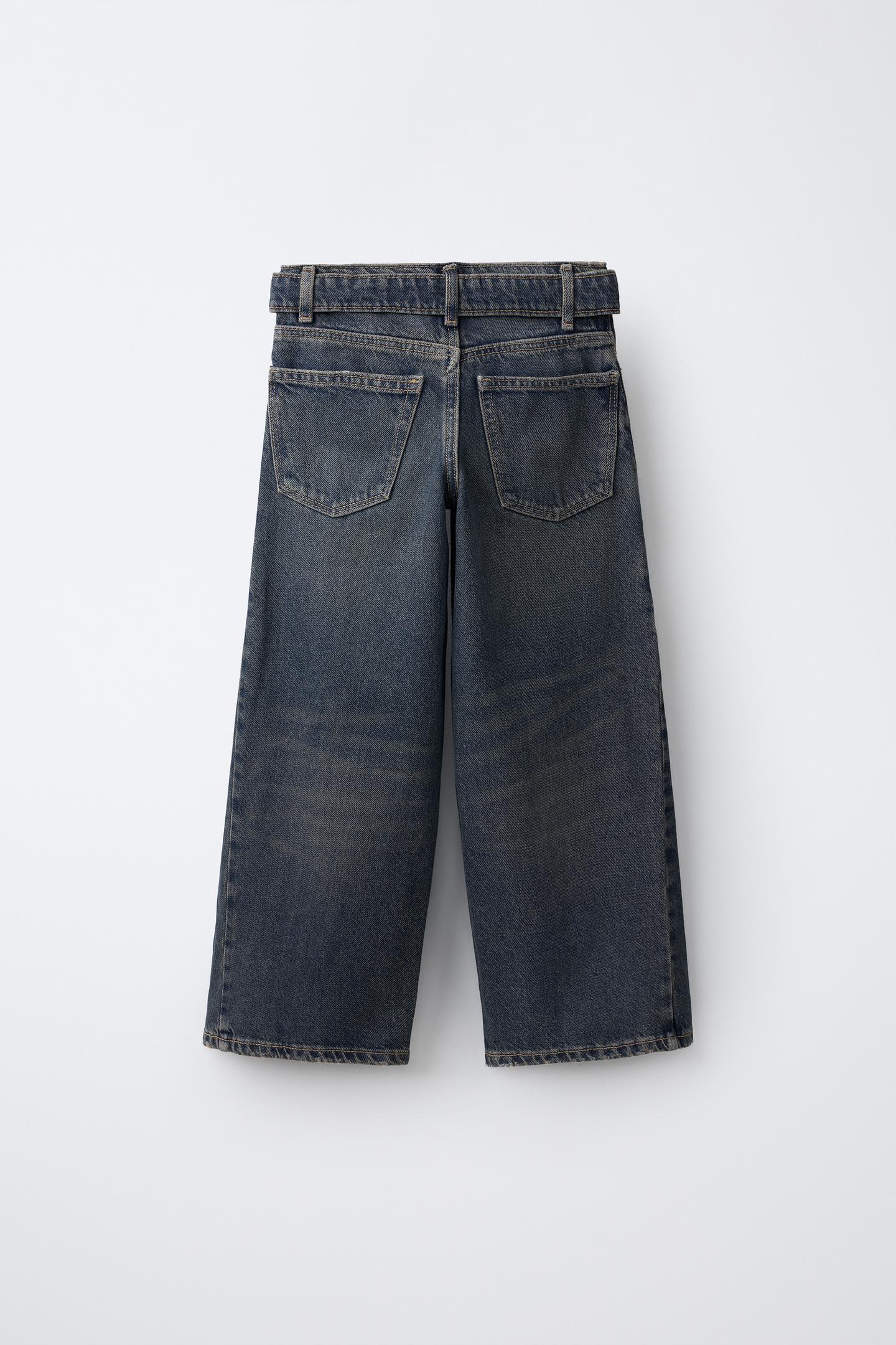 Детские джинсы Zara Wide-Leg Jeans with Belt, цвет: Синий — фото 2