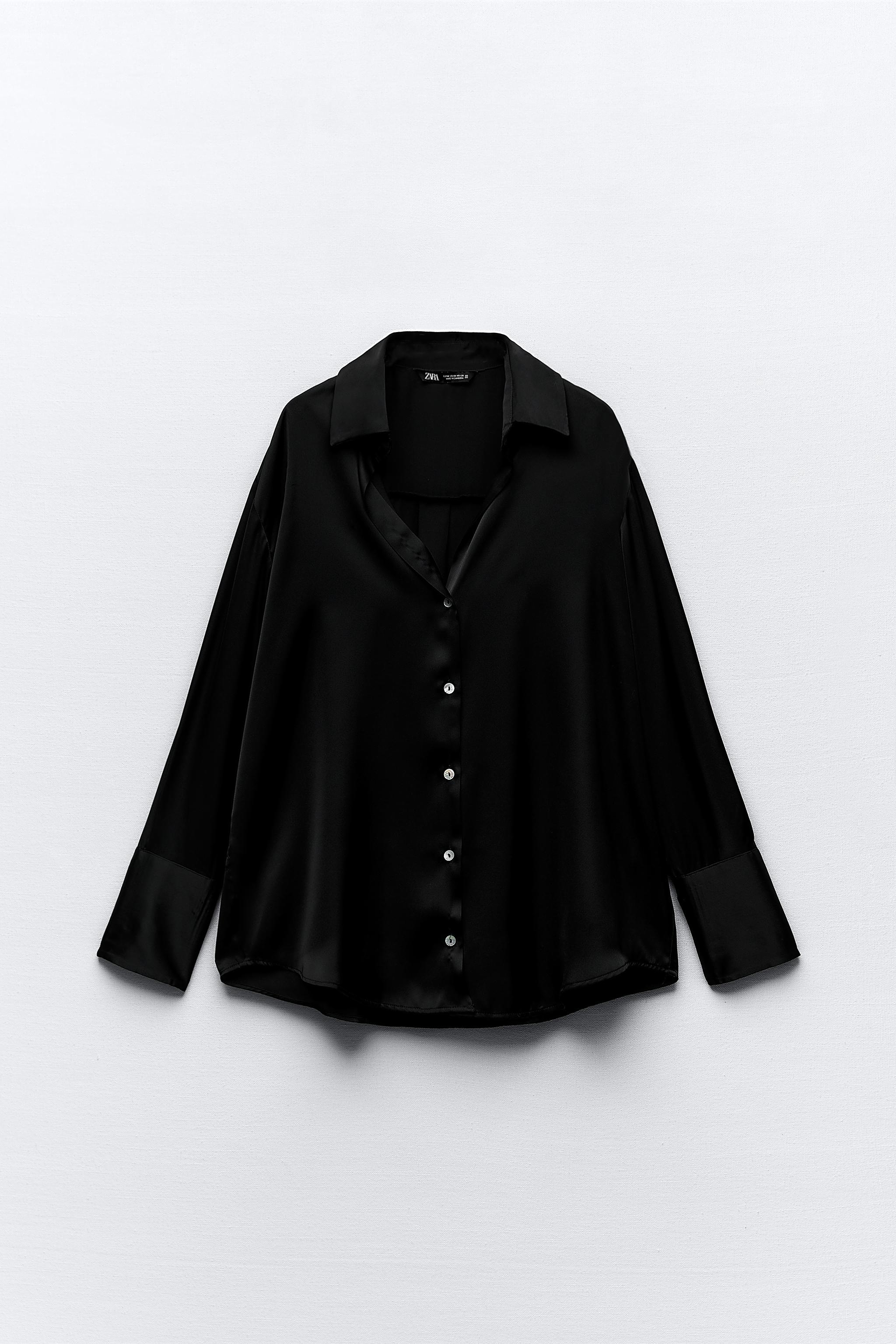 Black satin 2024 blouse zara