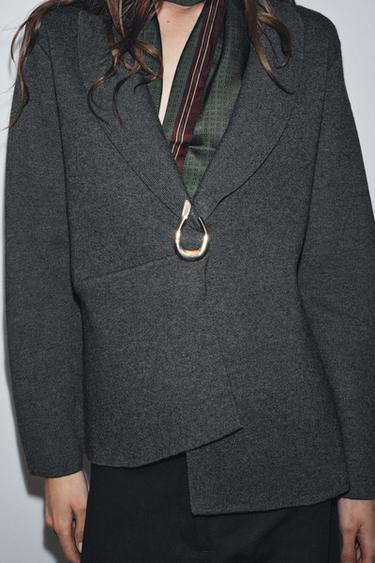 VESTE EN MAILLE FERMOIR - Gris de Zara - Image 1