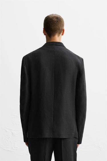 RELAXED FIT 100% LINEN LIMITED EDITION SUIT BLAZER - Black by Zara - Image 2
