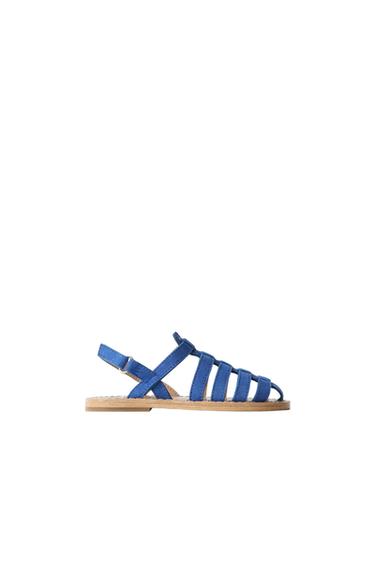 LEATHER CAGE SANDALS - Blue by Zara