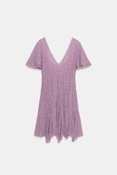 LACE GATHERED DRESS - Lilac by Zara - Image 4
