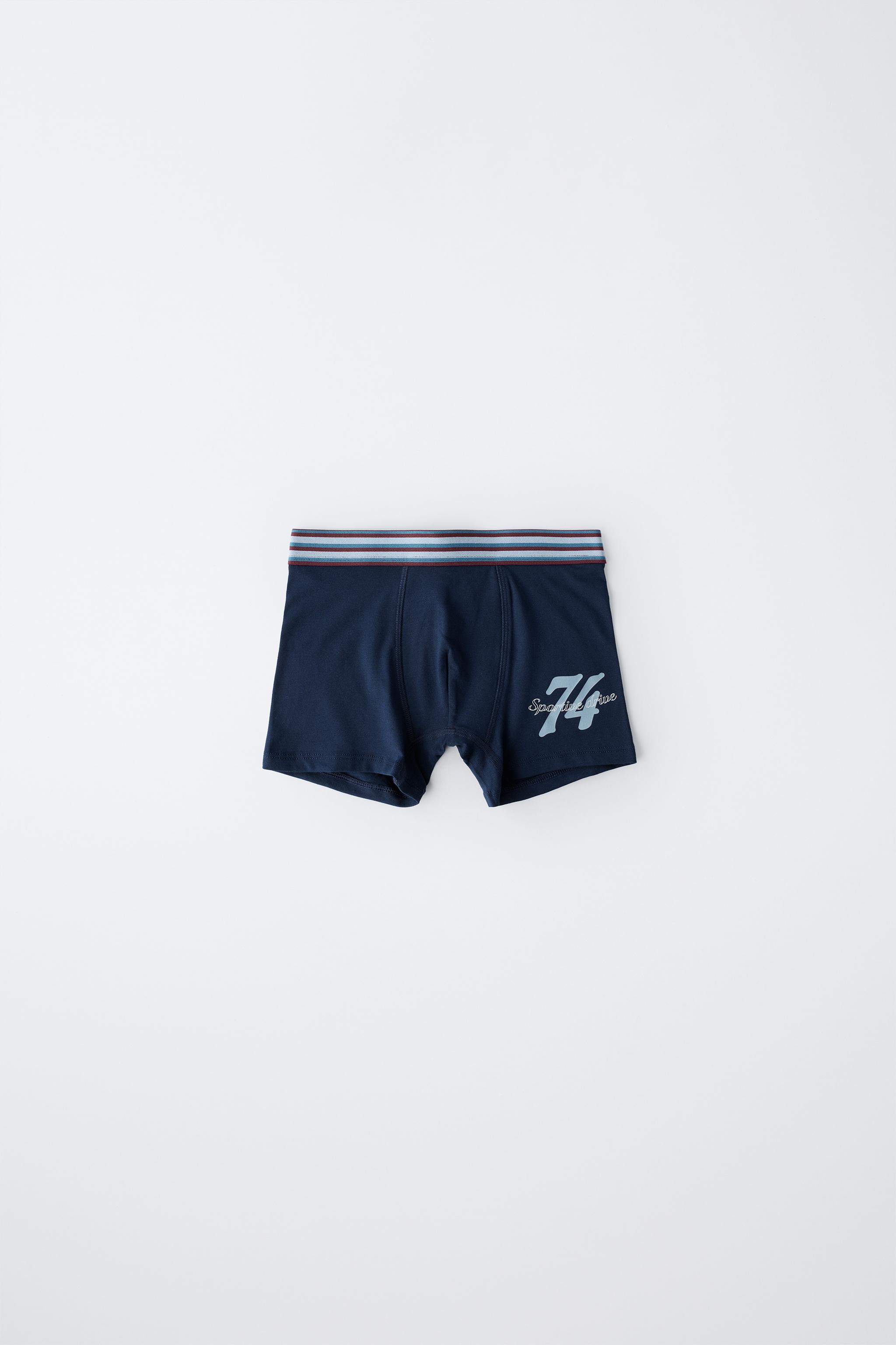 AGES 6-14 / FIVE-PACK OF STRIPED AND NUMBERED BOXERS