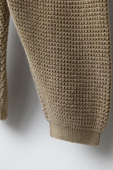 WAFFLE-KNIT TROUSERS WITH POCKET - Greenish by Zara - Image 3