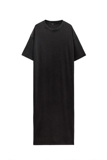 HEAVY COTTON T-SHIRT DRESS WITH SLITS