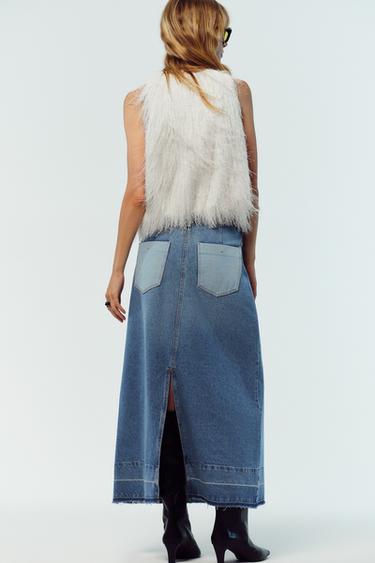 Z1975 COMBINED DENIM MIDI SKIRT - Mid-blue by Zara - Image 2