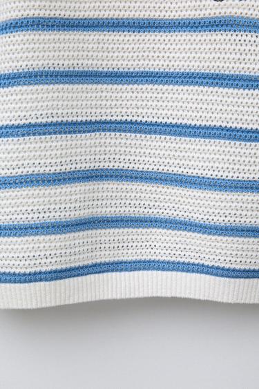 MICKEY MOUSE © DISNEY KNITTED COTTON AND LINEN POLO SHIRT - Blue/White by Zara - Image 3