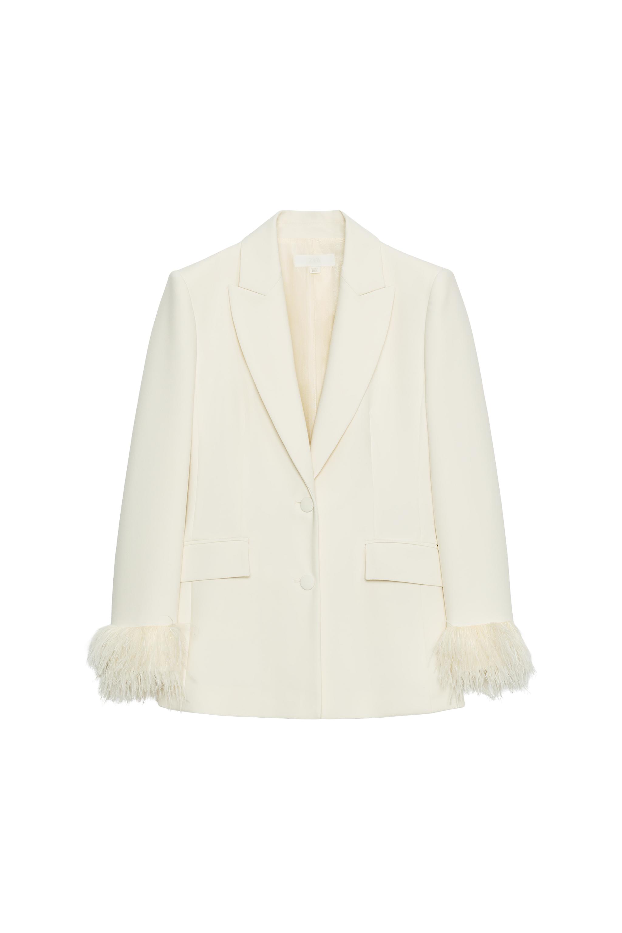 BLAZER WITH FEATHER CUFFS