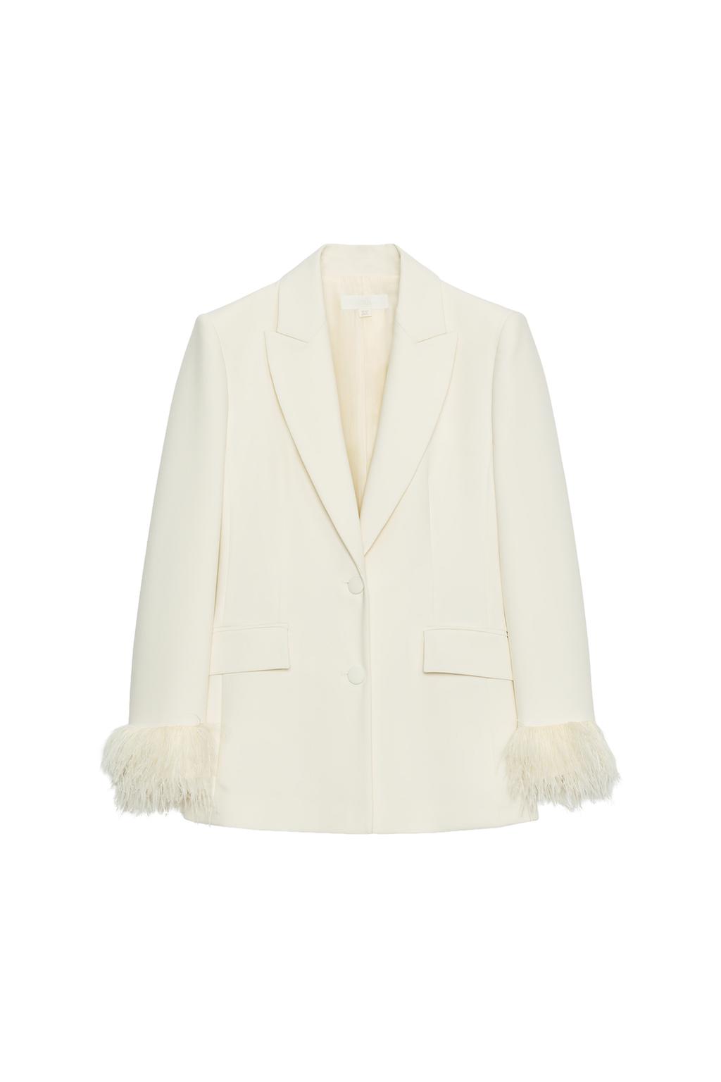 BLAZER WITH SHOULDER PADS AND FEATHER CUFFS - image 3