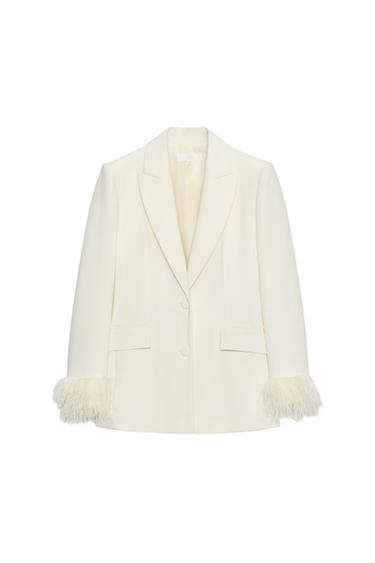 BLAZER HOMBRERAS PUÑO PLUMAS - Crudo medio de Zara