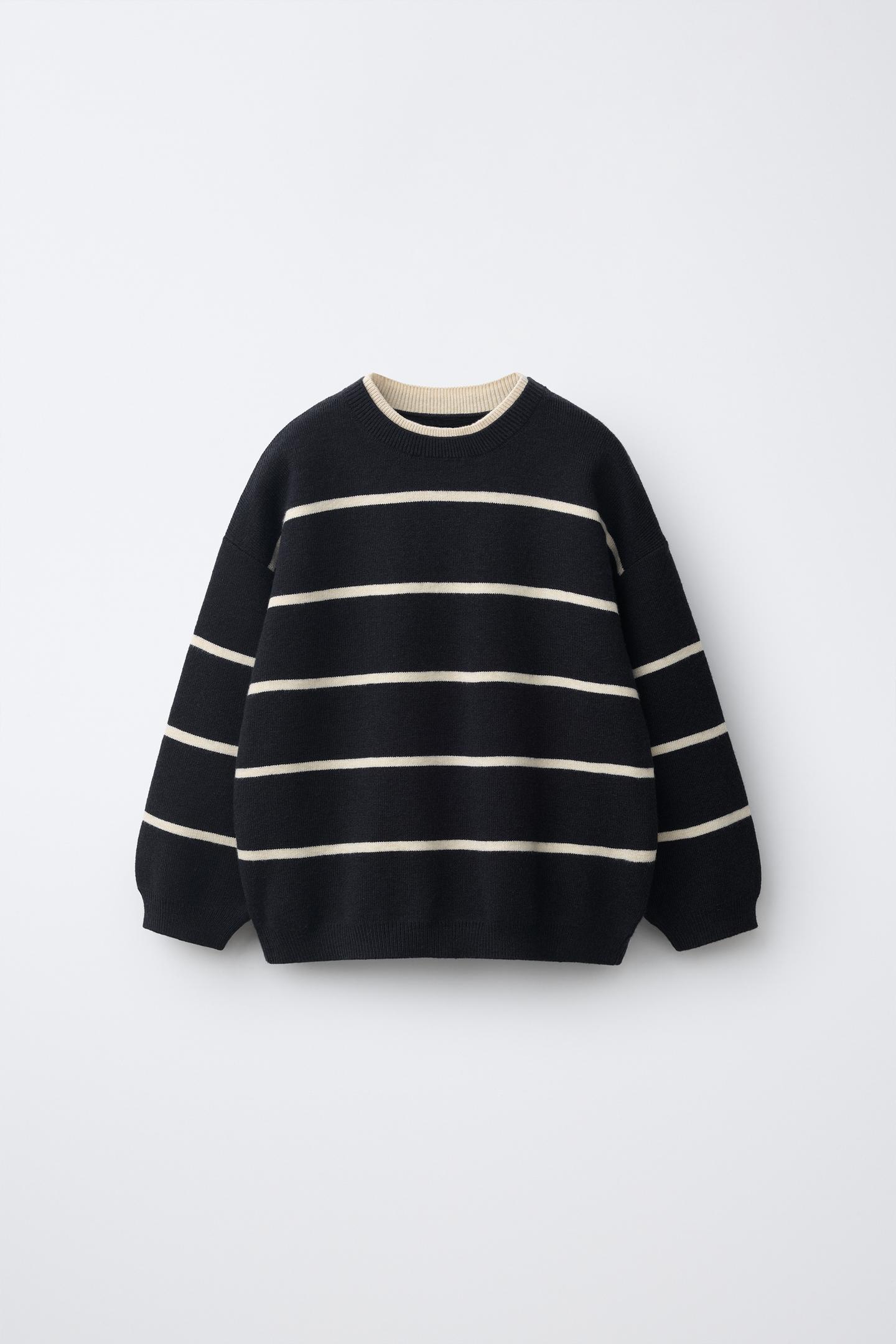 Детский свитер Zara Striped Knit Jumper, цвет: Тёмно-синий — фото 1