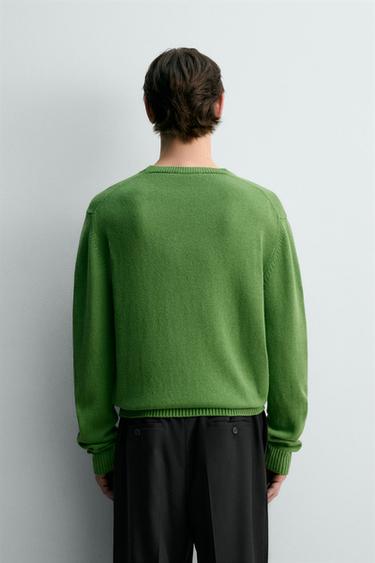 PULL STRUCTURÉ EN MÉLANGE DE COTON - Vert | Suisse / Switzerland PULL STRUCTURÉ EN MÉLANGE DE COTON - Vert | Suisse / Switzerland