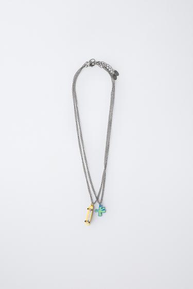PACK OF TWO SKATE NECKLACES - Silver by Zara