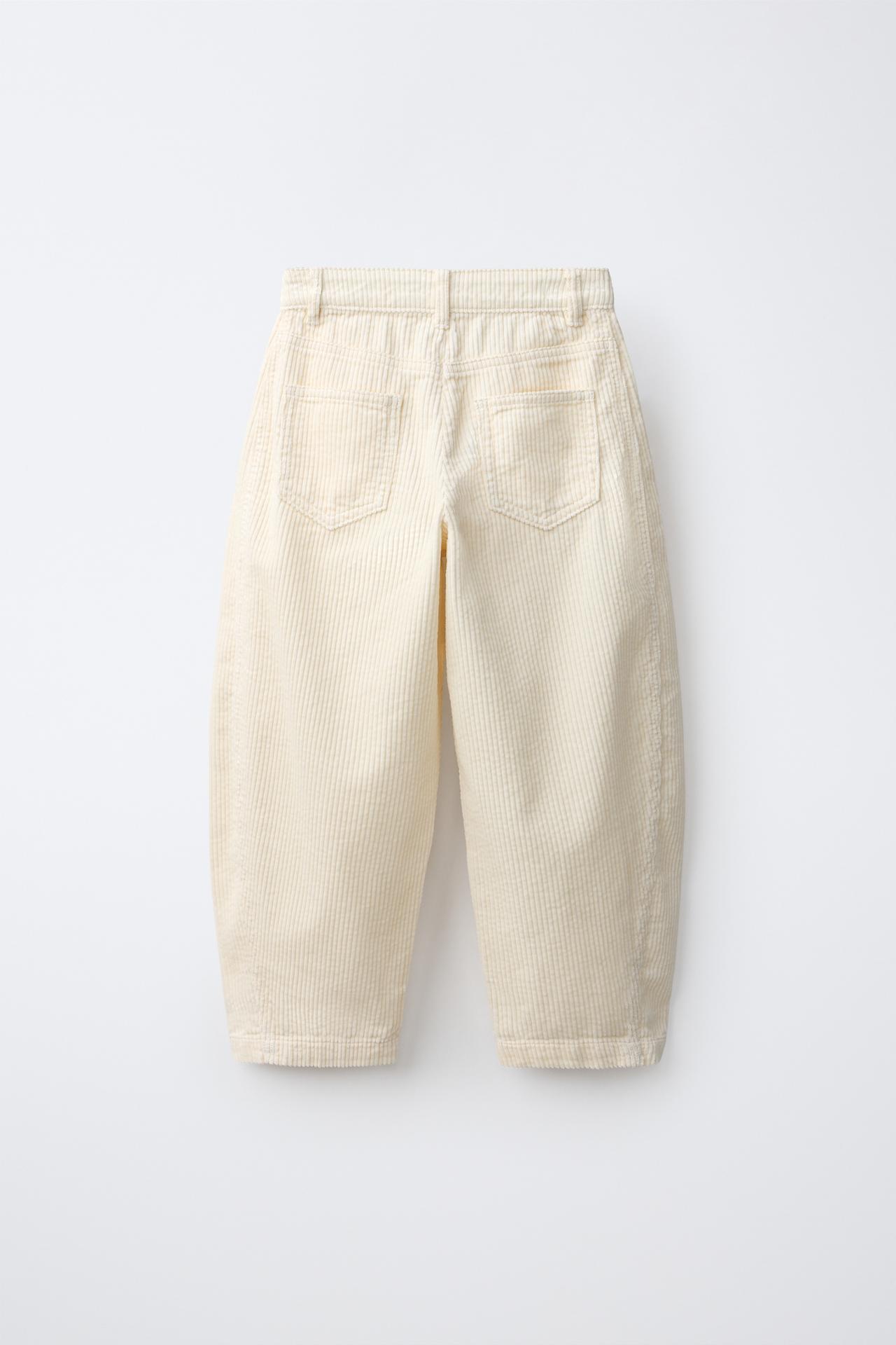 CORDUROY BARREL PANTS — Ecru
