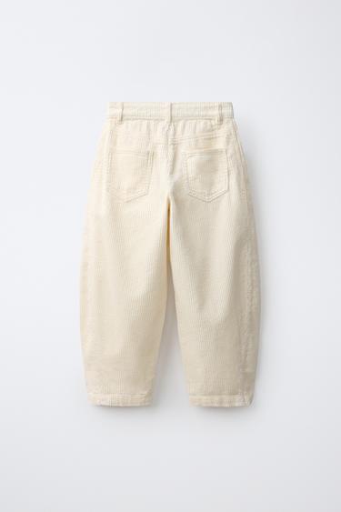 CORDUROY BARREL PANTS — Ecru 2