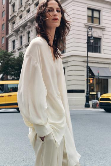 CHEMISE CAPE À NŒUD ZW COLLECTION - Écru de Zara - Image 2